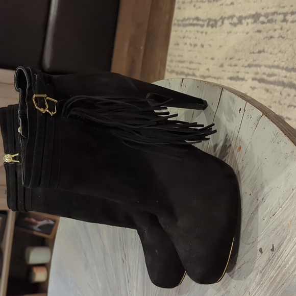Sam Edelman Keegan Black Suede ankle boots with fringe almost new - Picture 5 of 12